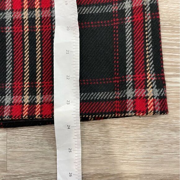 Korean Brand Wool Red an Black Plaid Slim Fit Pencil Skirt Two Patch Pockets M - Picture 5 of 9